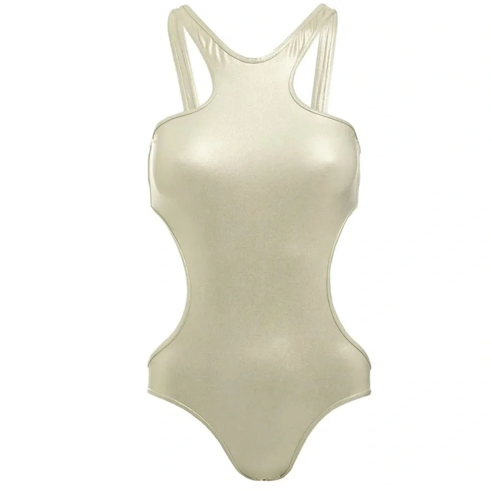 MELISSA ODABASH Ibiza Cut Out One Piece Swimsuit Metallic Effect Gold US M NWT - Picture 4 of 15